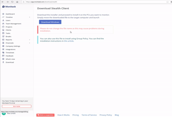 Download stealth client, step 1
