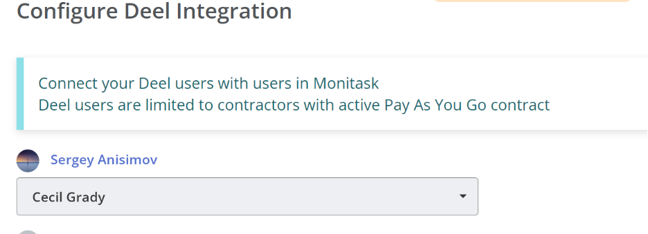 Screenshot of Configure Deel Integration