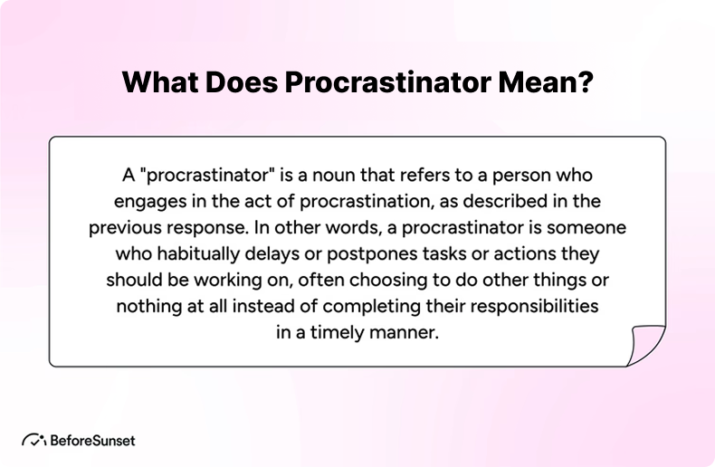 What does procrastinator mean