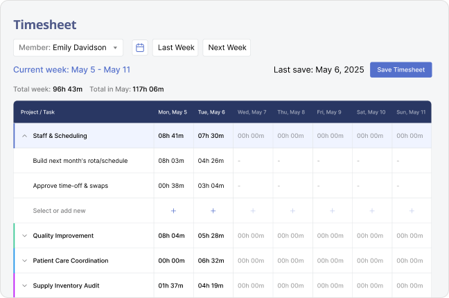 Screenshot of Detailed Reports and Timesheet Exports